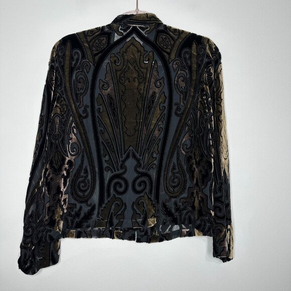 Chicos Design Velvet Burnout Topper Asian Inspired - Picture 2 of 14